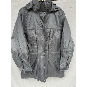 Eddie Bauer Jacket Womens SP Small Black Rain GoreTex Waterproof Full Zip Hooded